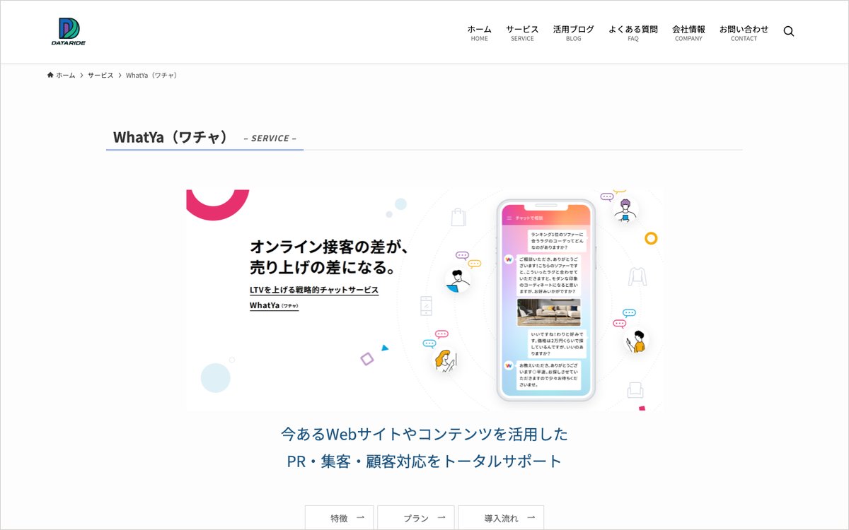 WhatYaの公式サイトのファーストビュー